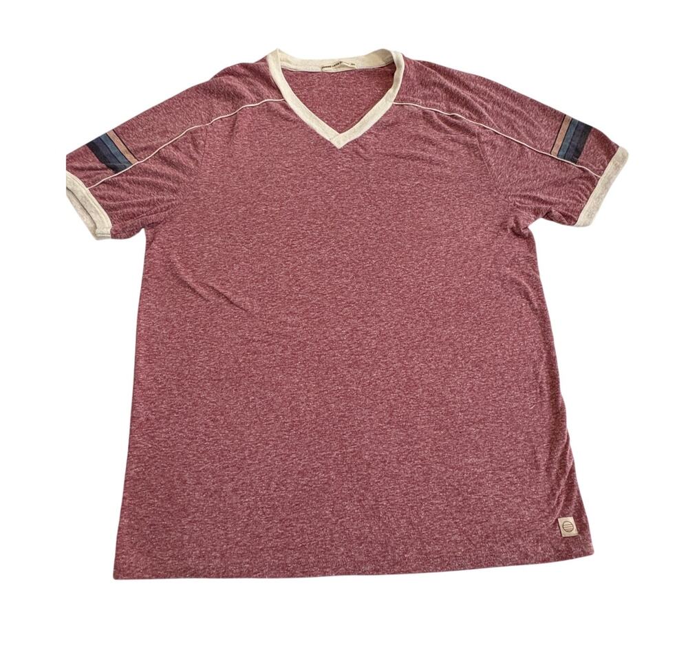 Marine Layer Re-Spun Men's Medium / Large Red Heather V-Neck Ringer T-Shirt